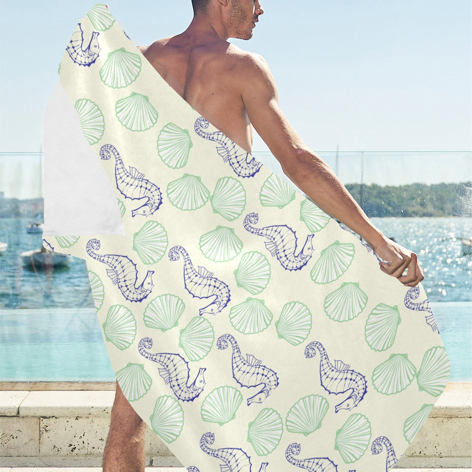 Seahorse shell pattern Beach Towel