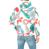 Watercolor bowling pattern Men's Padded Hooded Jacket