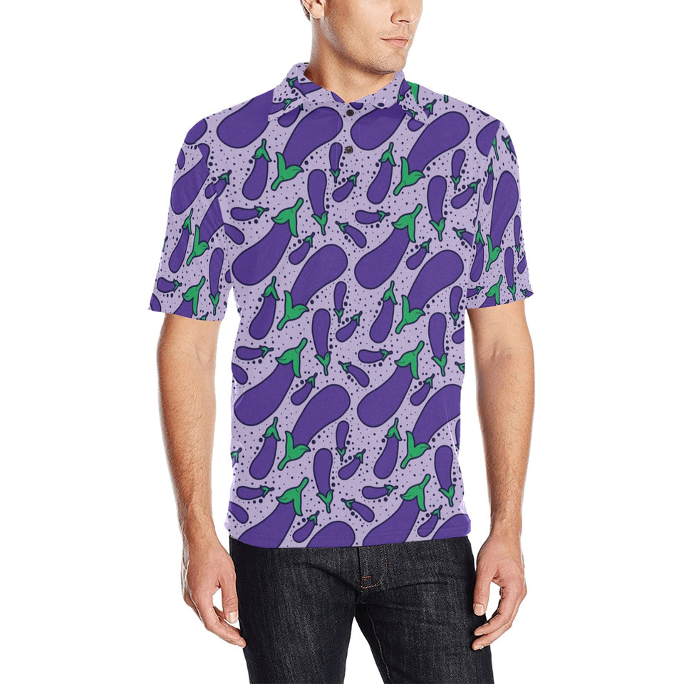 Eggplant Pattern Print Design 03 Men's All Over Print Polo Shirt