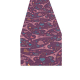 Eiffel Tower Heart Pattern Print Design 04 Table Runner