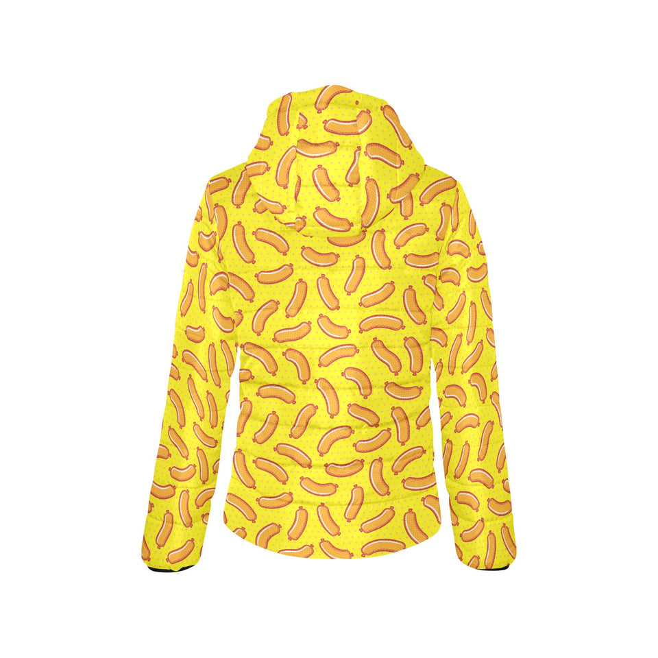Sausage Pattern Print Design 01 Women's Padded Hooded Jacket