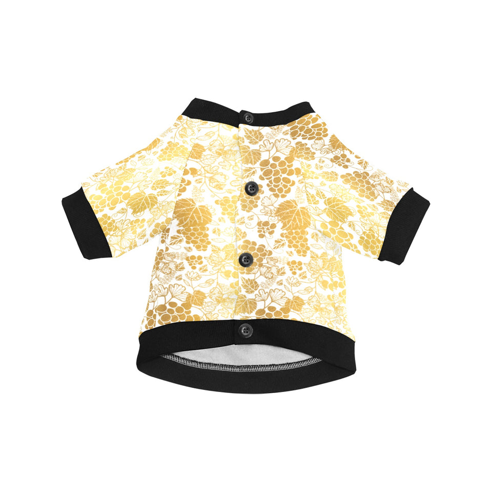 Gold grape pattern All Over Print Pet Dog Round Neck Fuzzy Shirt