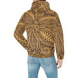 cacao beans tribal polynesian pattern background Men's Padded Hooded Jacket