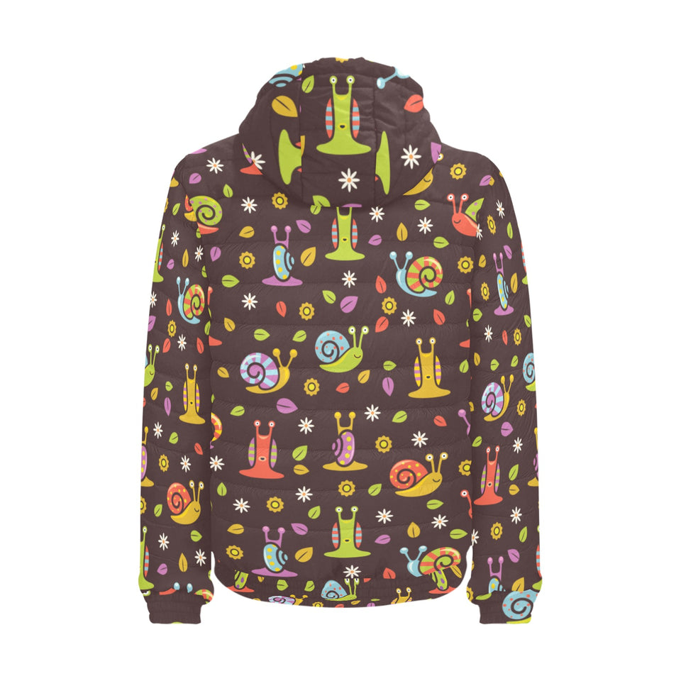 Snail Pattern Print Design 02 Men's Padded Hooded Jacket