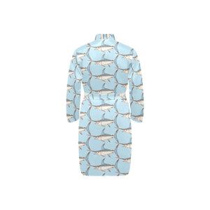 Swordfish Pattern Print Design 01 Men's Long Sleeve Belted Night Robe