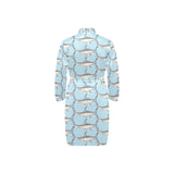 Swordfish Pattern Print Design 01 Men's Long Sleeve Belted Night Robe