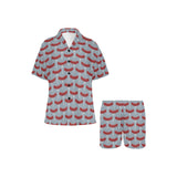 Sausage Pattern Print Design 02 Women's V-Neck Short Pajama Set