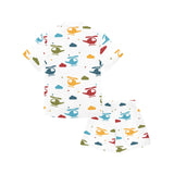 Colorful helicopter pattern Kids' Boys' Girls' V-Neck Short Pajama Set