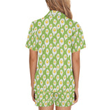 Fried Eggs Pattern Print Design 01 Women's V-Neck Short Pajama Set