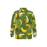 Banana Palm Leaves pattern Men's Long Sleeve Polo Shirt