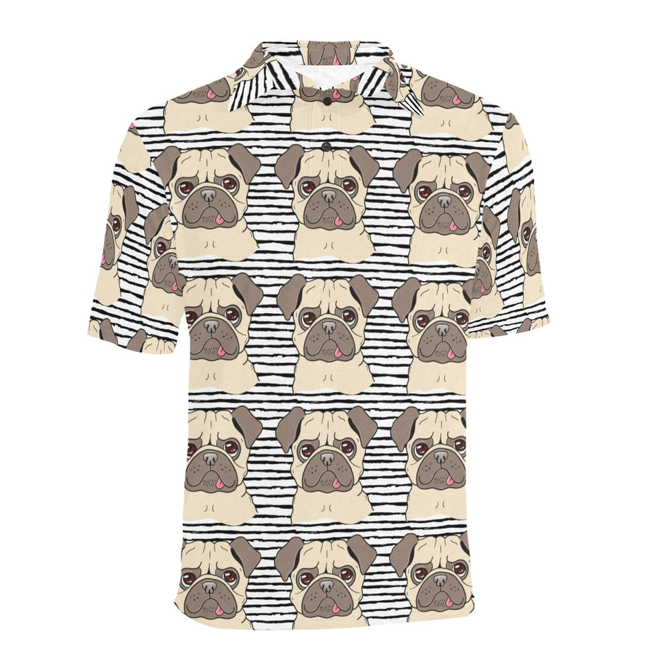 Happy pug pattern Men's All Over Print Polo Shirt