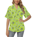 Slices of Lime design pattern Women's All Over Print Hawaiian Shirt