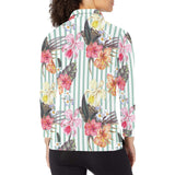 Colorful orchid flower pattern Women's Long Sleeve Polo Shirt