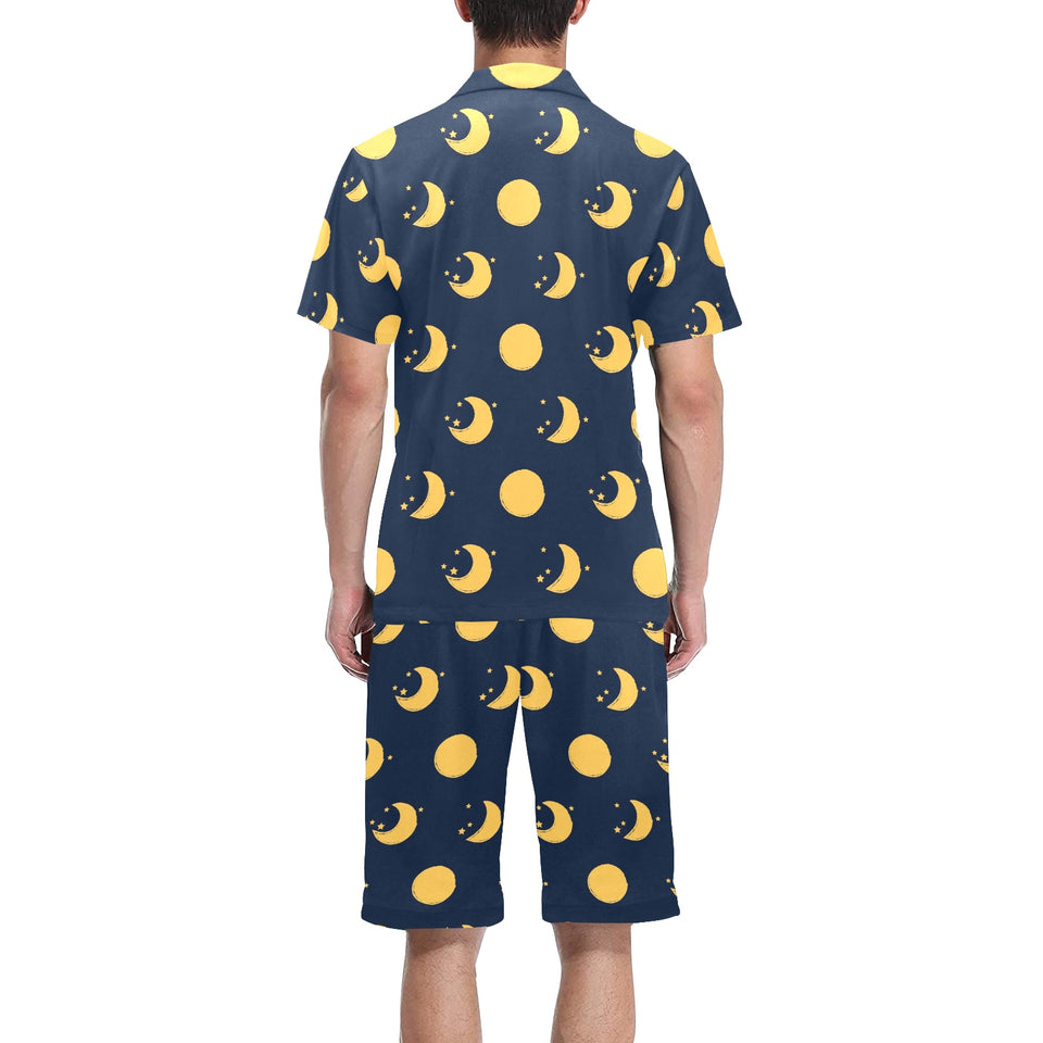 Moon star pattern Men's V-Neck Short Pajama Set
