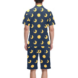 Moon star pattern Men's V-Neck Short Pajama Set