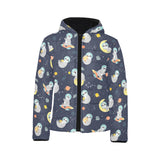 Cute sloth astronaut star planet rocket pattern Kids' Boys' Girls' Padded Hooded Jacket