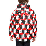 Dice Pattern Print Design 02 Kids' Boys' Girls' Padded Hooded Jacket