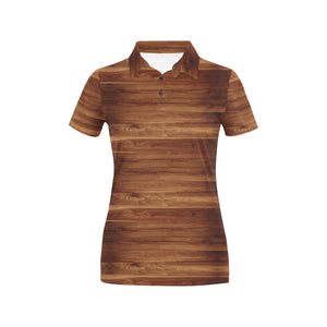 Wood Printed Pattern Print Design 04 Women's All Over Print Polo Shirt