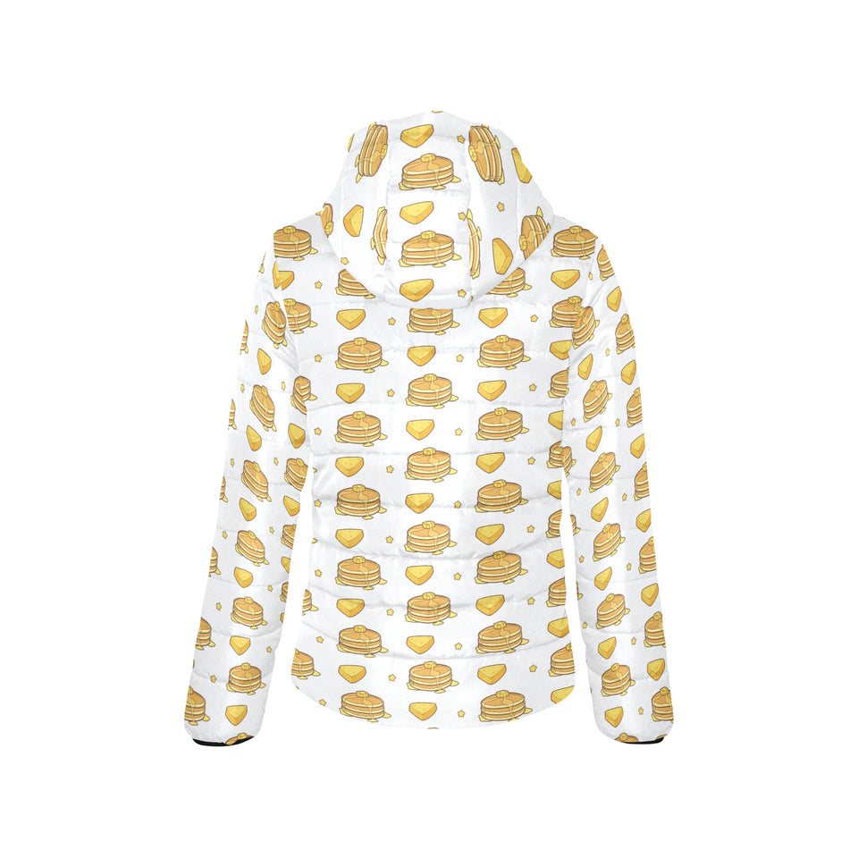 Pancake Pattern Print Design 03 Women's Padded Hooded Jacket