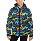Colorful shark Kids' Boys' Girls' Padded Hooded Jacket