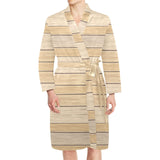 Wood Printed Pattern Print Design 01 Men's Long Sleeve Belted Night Robe