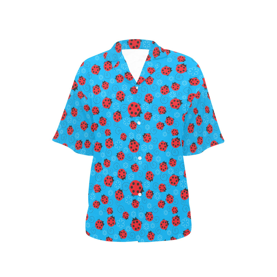 Ladybug Pattern Print Design 02 Women's All Over Print Hawaiian Shirt