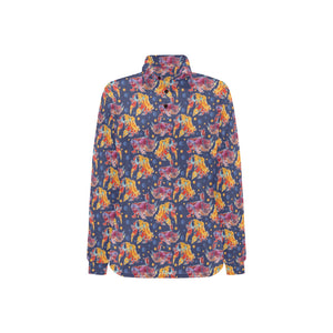 Goldfish Pattern Print Design 05 Women's Long Sleeve Polo Shirt