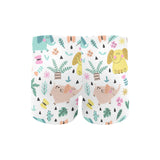 Cute elephants palm tree flower butterfly pattern Men's Swimming Trunks