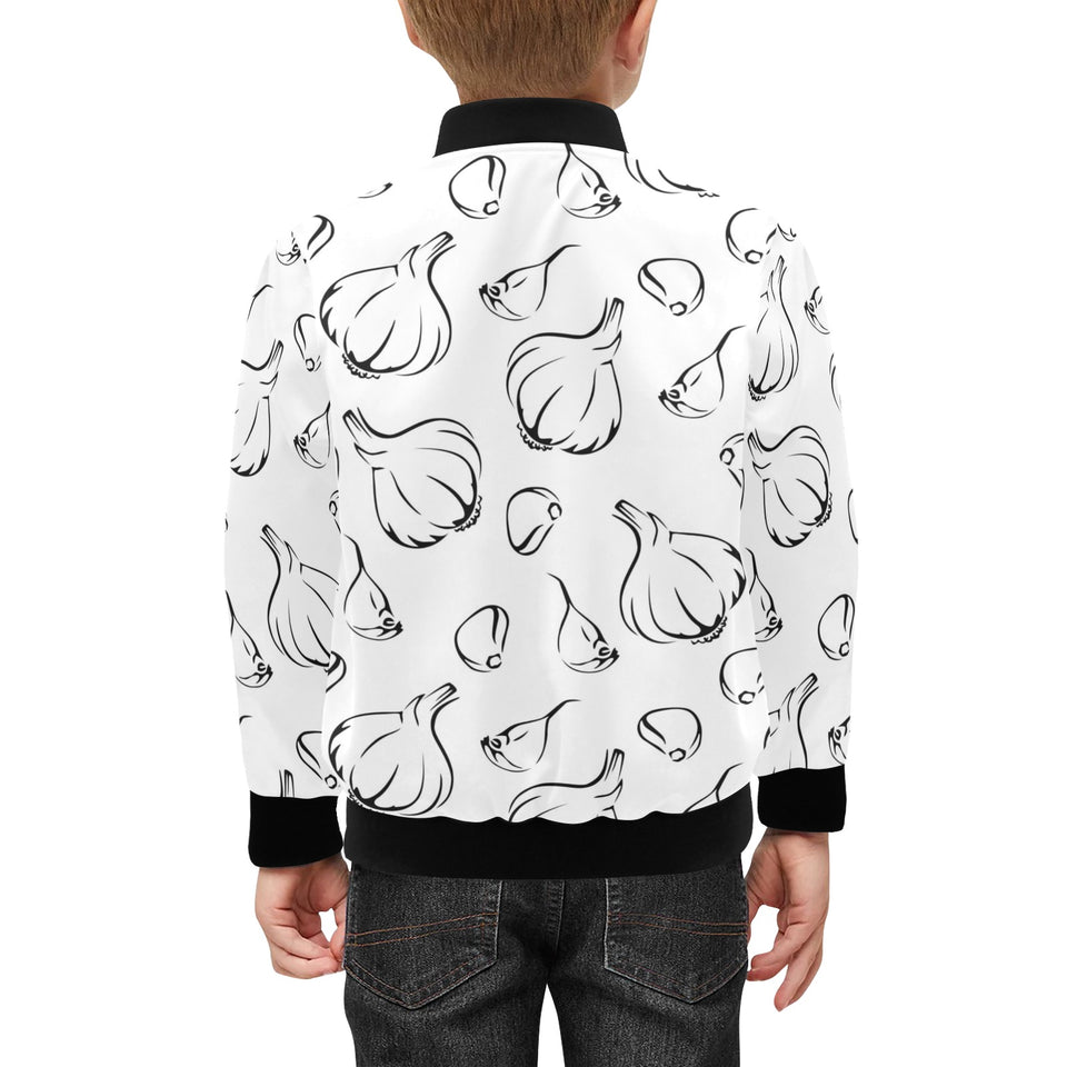 Garlic pattern black white Kids' Boys' Girls' Bomber Jacket