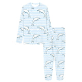Dolphin blue striped background Women's All Over Print Pajama Set