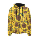 Sunflower pattern Men's Padded Hooded Jacket
