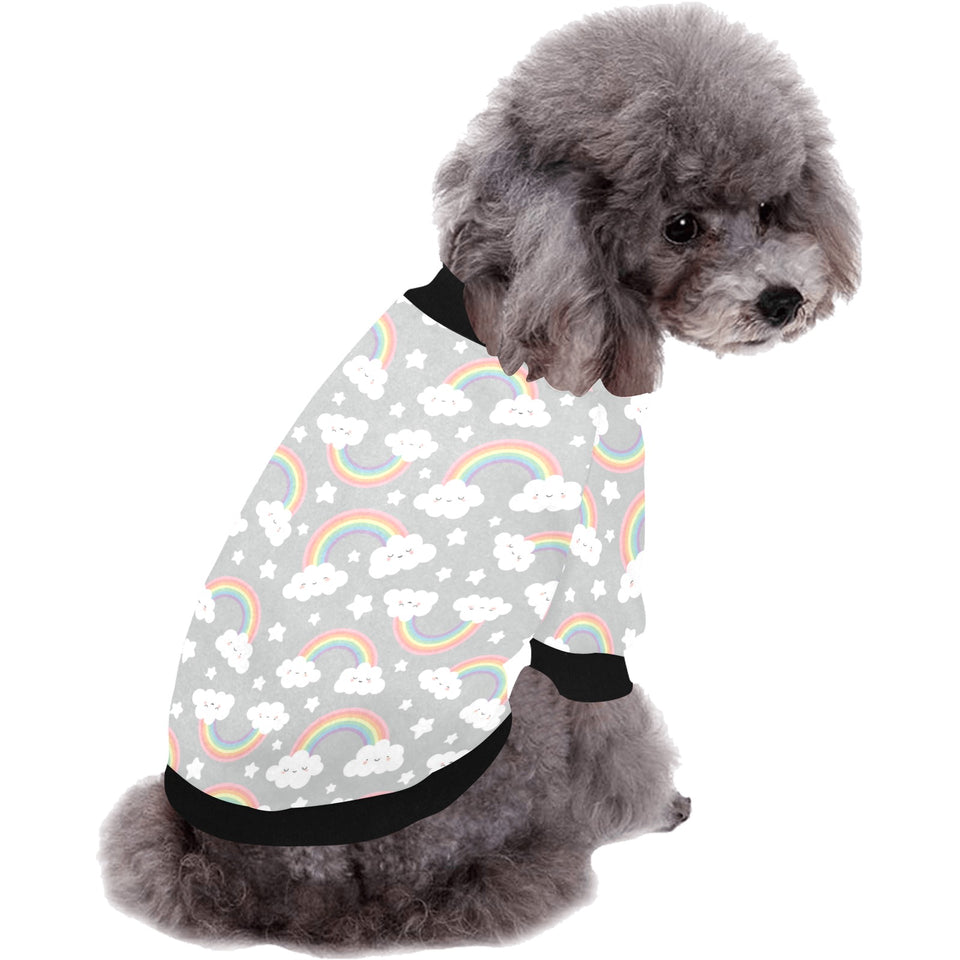 Cute rainbow clound star pattern All Over Print Pet Dog Round Neck Fuzzy Shirt