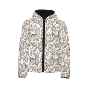 Stingray Pattern Print Design 05 Kids' Boys' Girls' Padded Hooded Jacket