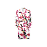 Toucan flower design pattern Men's Long Sleeve Belted Night Robe