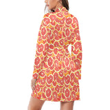 Tropical grapefruit pattern Women's Long Sleeve Belted Night Robe