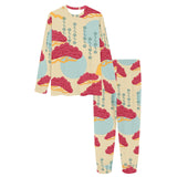 Red Bonsai gray sun japanese pattern Women's All Over Print Pajama Set