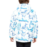 Watercolor dolphin pattern Kids' Boys' Girls' Padded Hooded Jacket