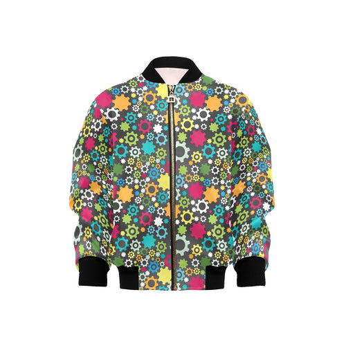 Gear Pattern Print Design 03 Kids' Boys' Girls' Bomber Jacket