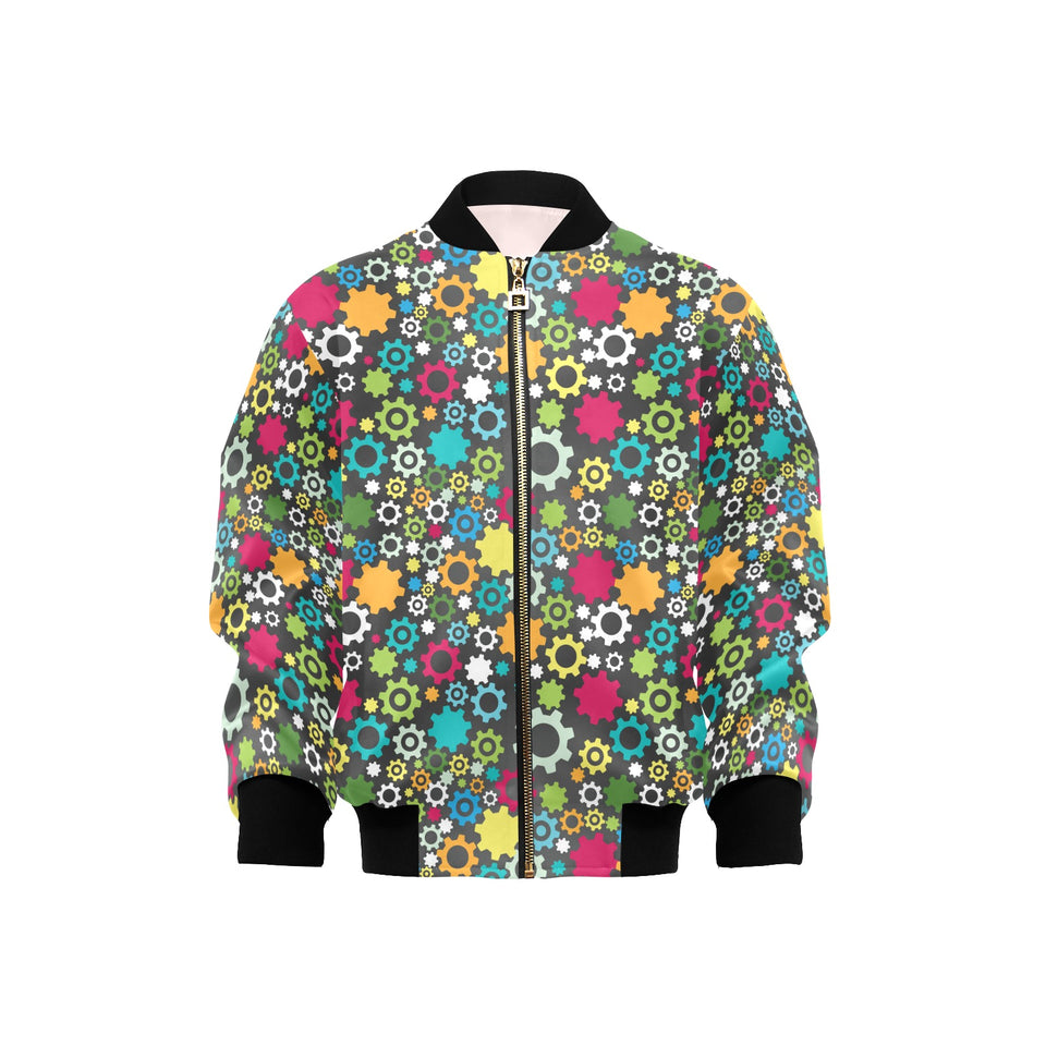 Gear Pattern Print Design 03 Kids' Boys' Girls' Bomber Jacket
