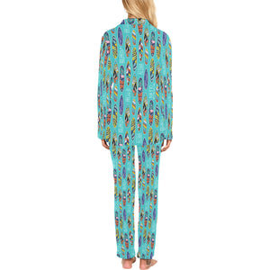 Surfboard Pattern Print Design 05 Women's Long Pajama Set