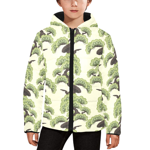 Bonsai pattern Kids' Boys' Girls' Padded Hooded Jacket