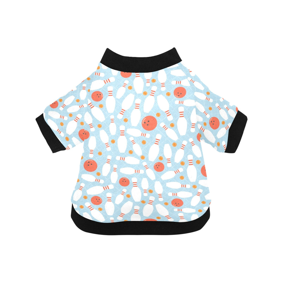 Bowling ball bowling pins blue blackground All Over Print Pet Dog Round Neck Fuzzy Shirt