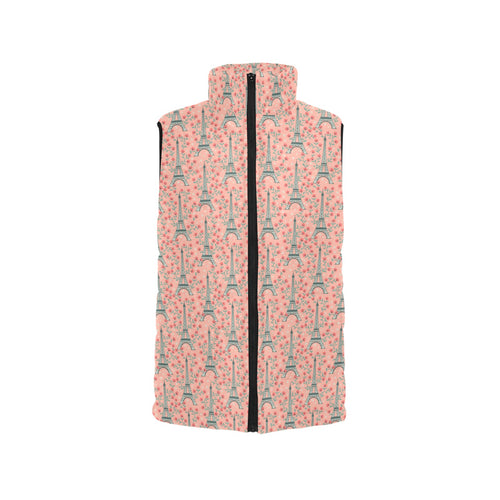 Eiffel Tower Flower Pattern Design 03 Women's Padded Vest