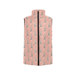Eiffel Tower Flower Pattern Design 03 Women's Padded Vest