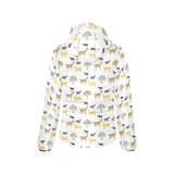 Silhouettes of goat and tree pattern Women's Padded Hooded Jacket