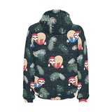 Cute sloths sleeping christmas ball santa hat patt Men's Padded Hooded Jacket