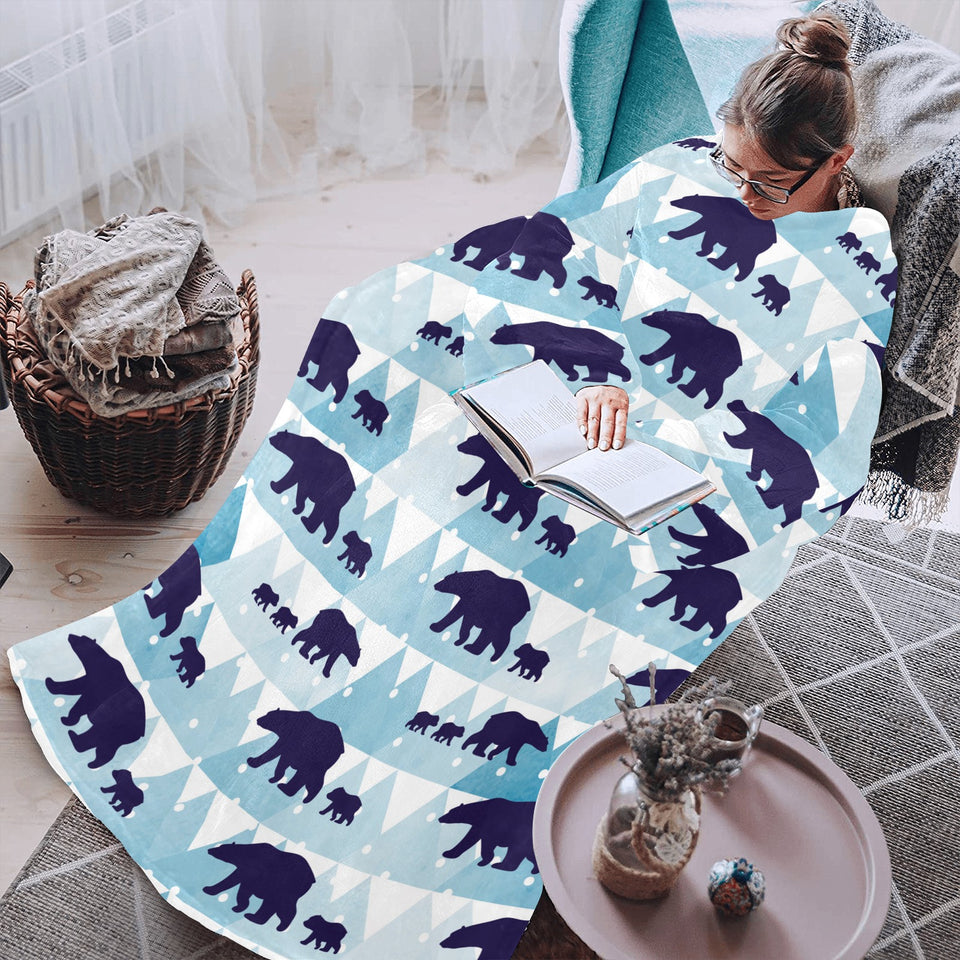 polar bear winter snow pattern Blanket Robe with Sleeves