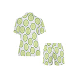 Cucumber slices pattern Women's V-Neck Short Pajama Set