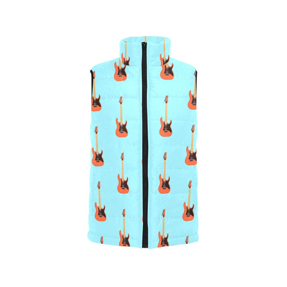 electric guitar pattern light blue background Women's Padded Vest