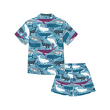 Whale design pattern Kids' Boys' Girls' V-Neck Short Pajama Set
